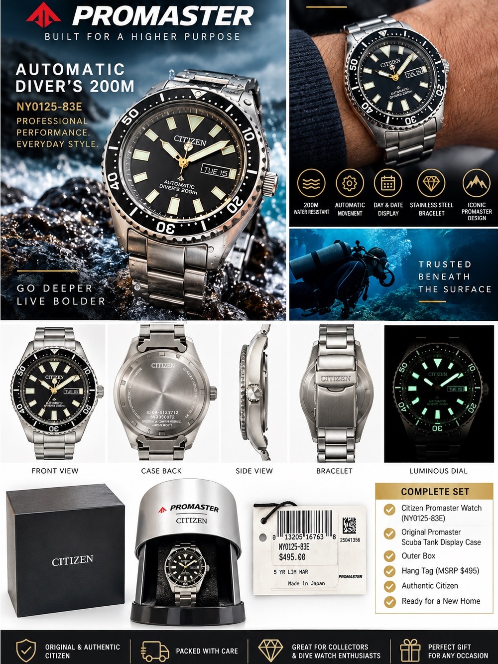 Men’s Automatic Diver 200M Watch - Black
